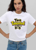 Too Talented For 9 5 Yellow Cartoon Bubble Text Emoji Sunglasses shirt