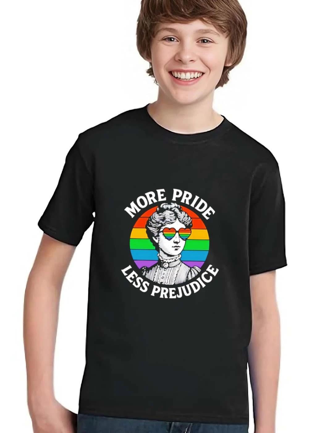 More Pride Less Prejudice Victorian Woman Rainbow Heart Sunglasses Circle shirt