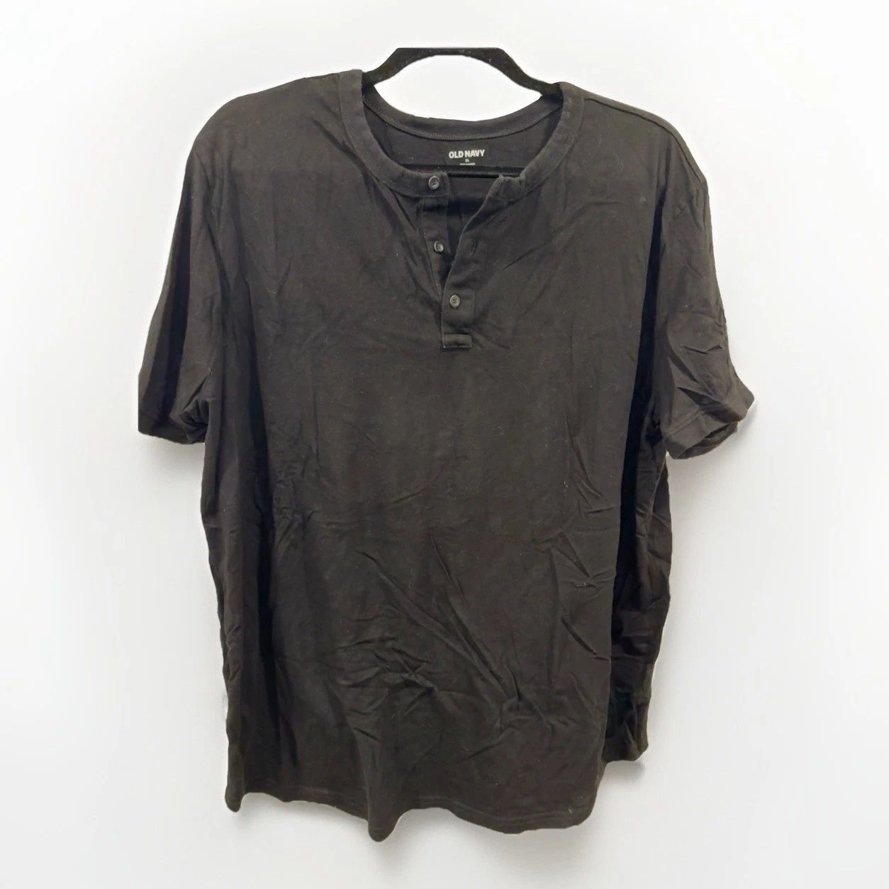 Old Navy Soft-Washed Black Henley T-Shirt (Size XL)