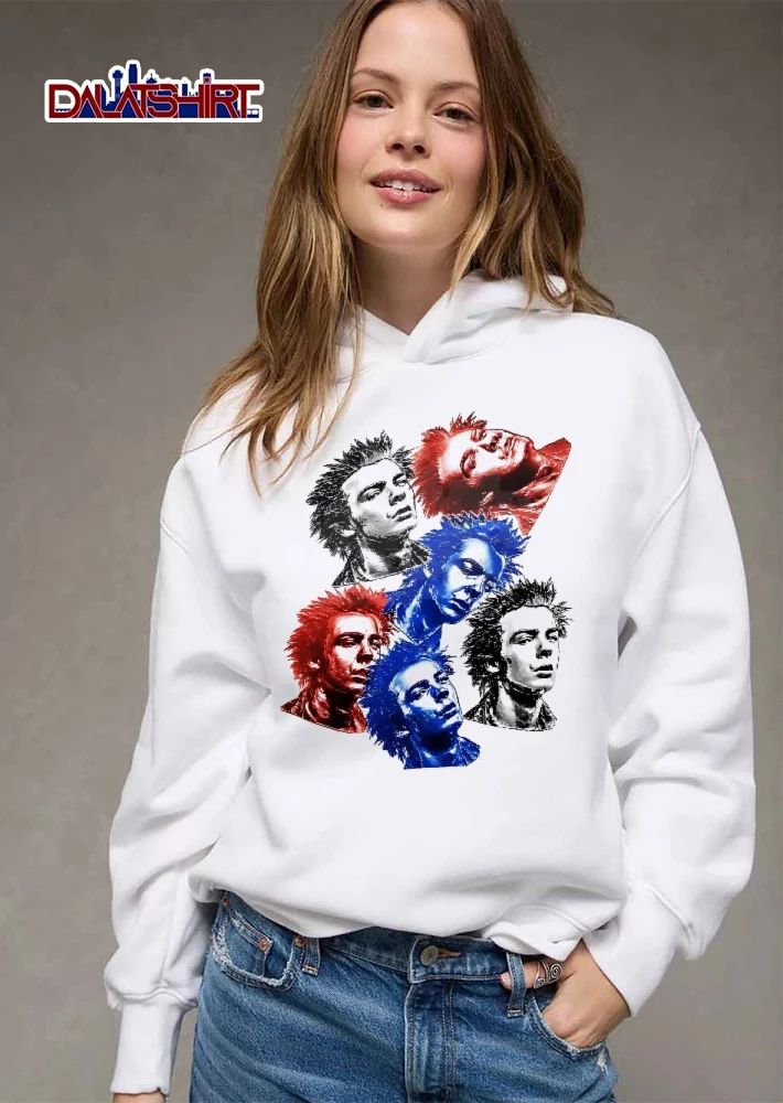 Spiky Hair Red Blue Sid Vicious Pop Art Punk Rocker Portrait Collage shirt