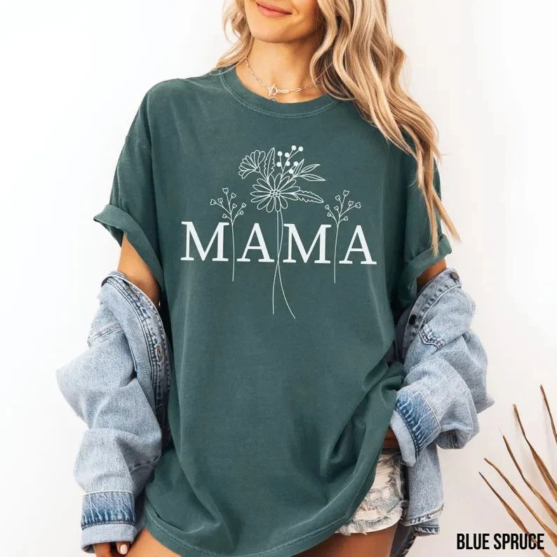 Flower Mama Comfort Tee Mothers Day Gift Cute