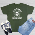 Jesus Is Coming, Look Busy Sarcastic Novelty Funny T-Shirts