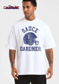 Sauce Gardner Distressed Vintage Blue Football Helmet Number 1 shirt