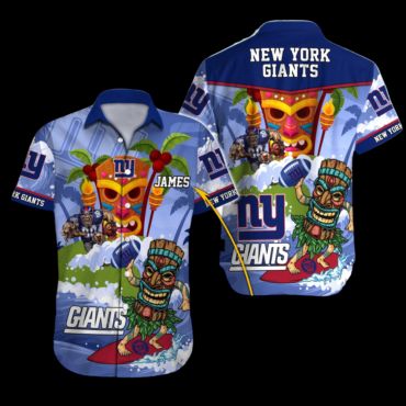 New York Giants Tiki Wave Personalized Hawaiian Shirt