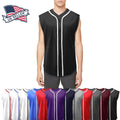 Mens Baseball Jersey Sleeveless Muscle T Shirt Uniform Solid Hipster Button Tee