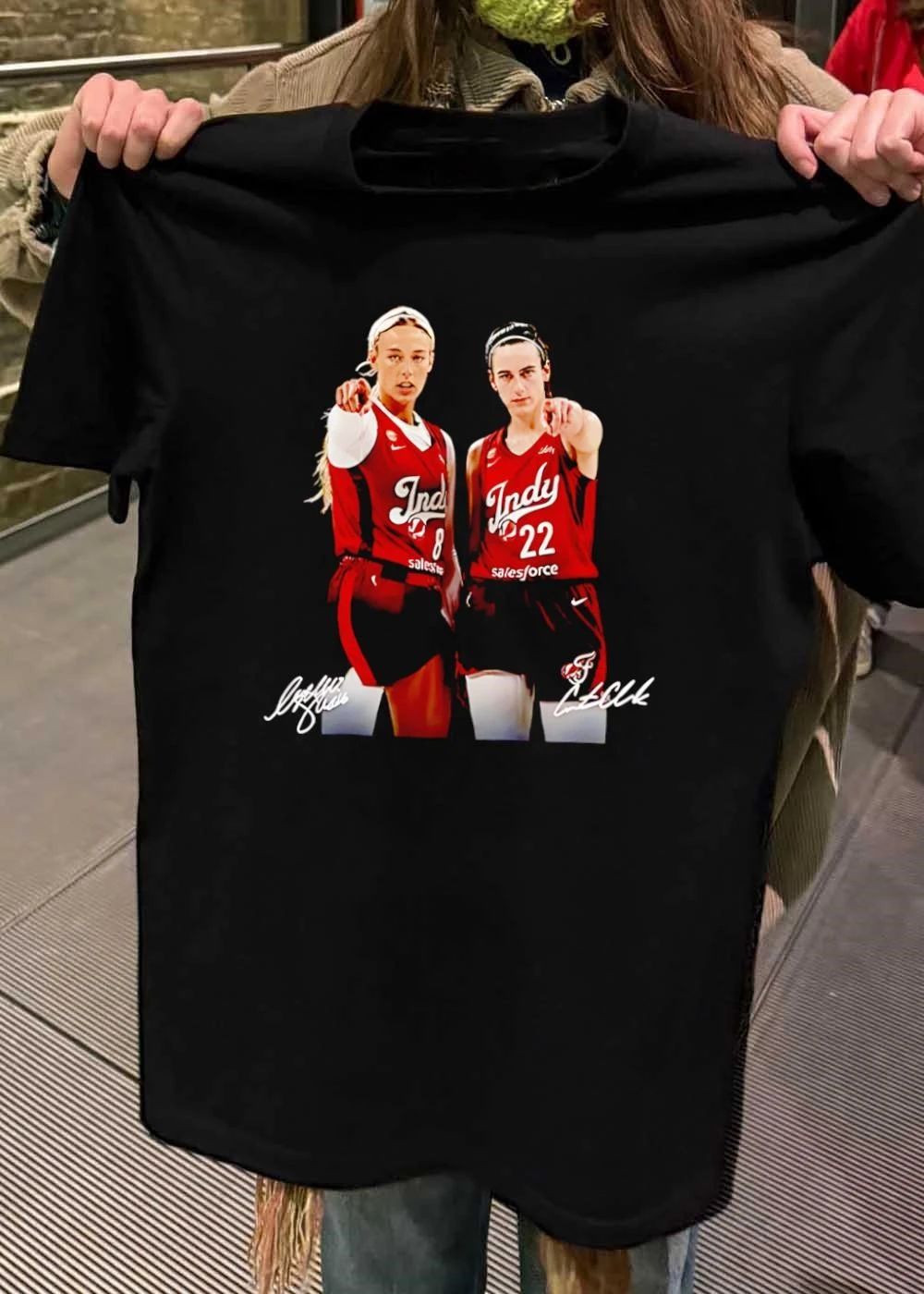 Indiana Fever WNBA Lexie Hull Caitlin Clark Two Basketball Players Pointing Red Jersey Photo shirt