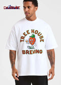 Tree House Brewing Cartoon Peach Mascot Walking Beer Glass Cap Sneakers Distressed Retro shirt