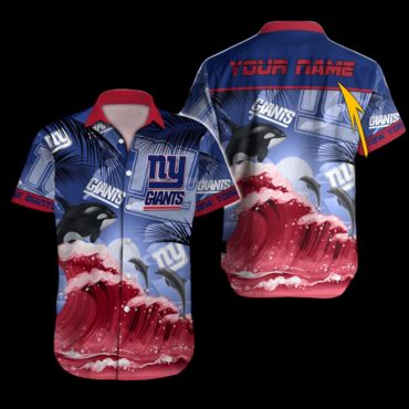 Personalized New York Giants Ocean Wave Hawaiian Shirt