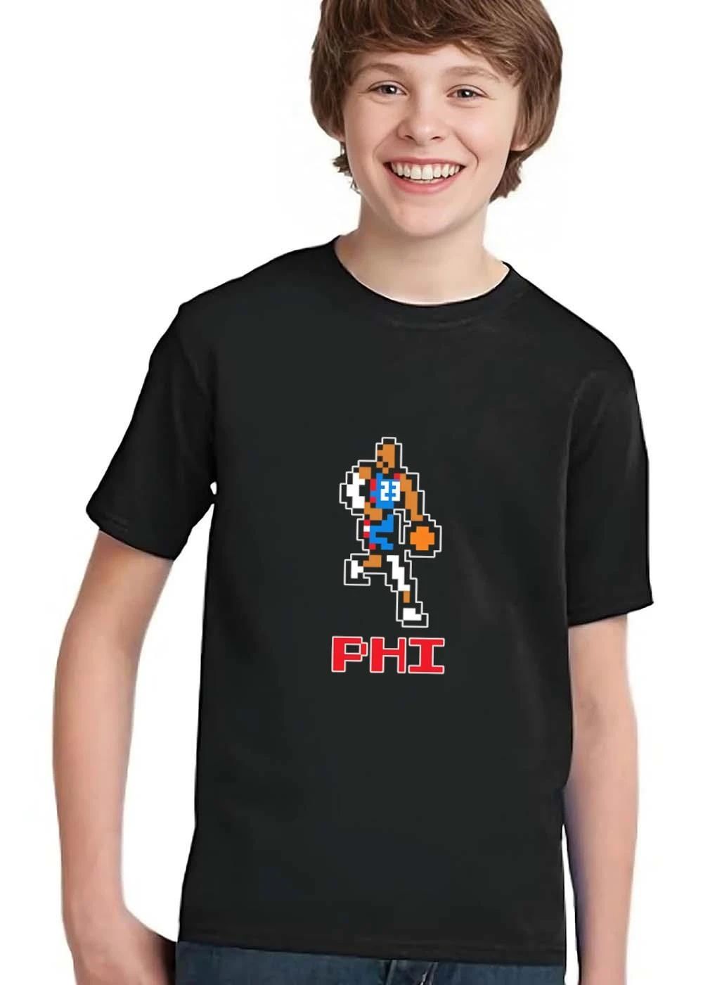 Philadelphia 76ers NBA Phi 8 Bit Pixel Art Basketball Player Dribbling shirt