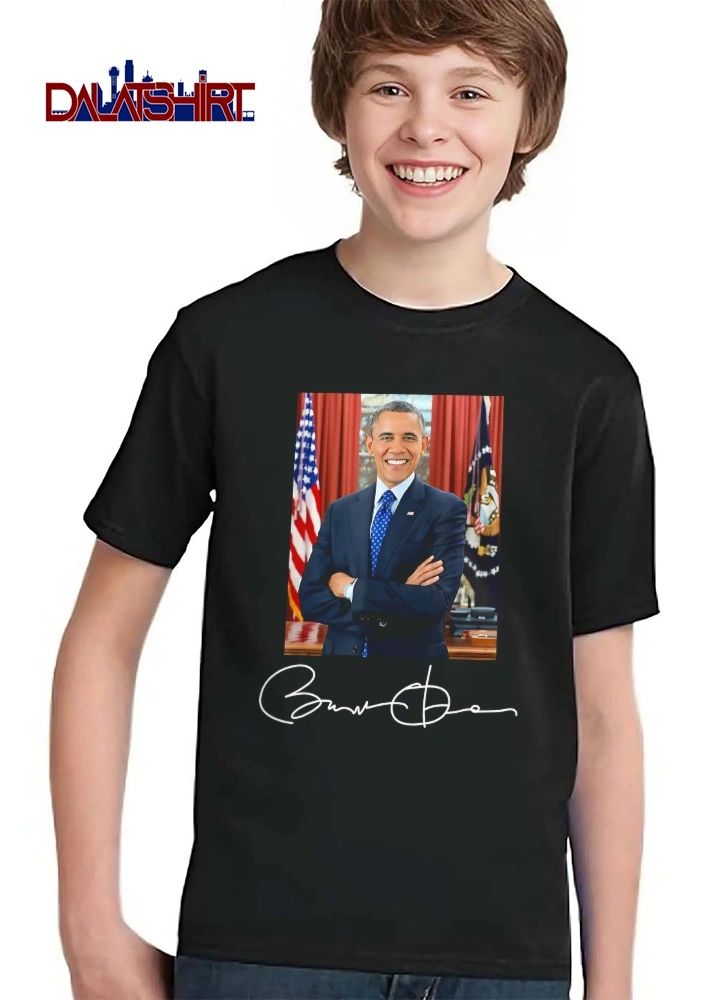 Barack Obama Official Portrait Crossed Arms Oval Office American Flag White Signature shirt