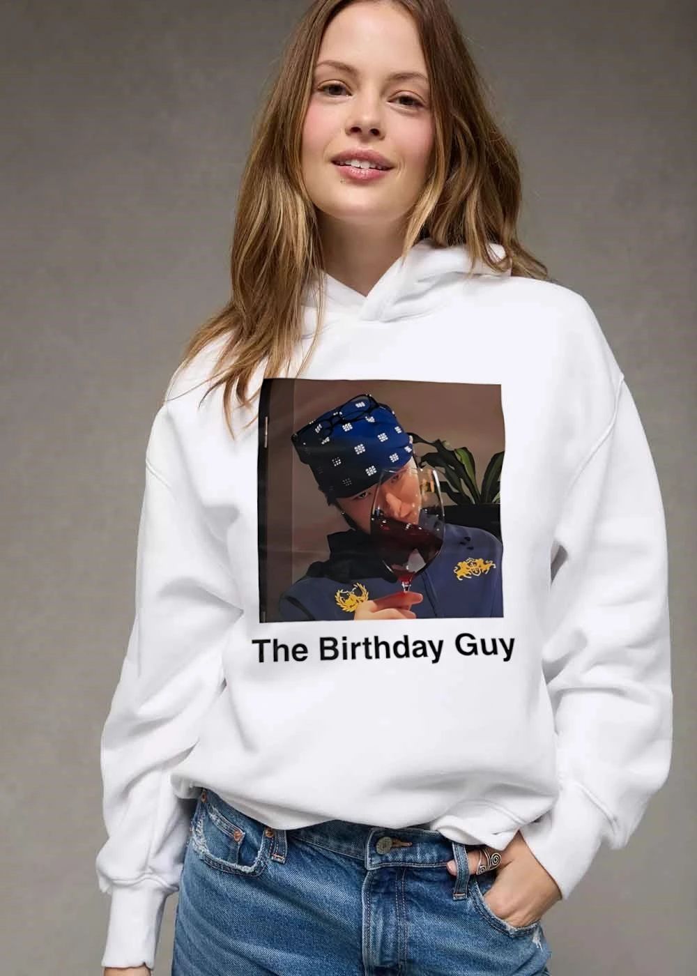 The Birthday Guy Man Sipping Red Wine Blue Bandana Photo shirt