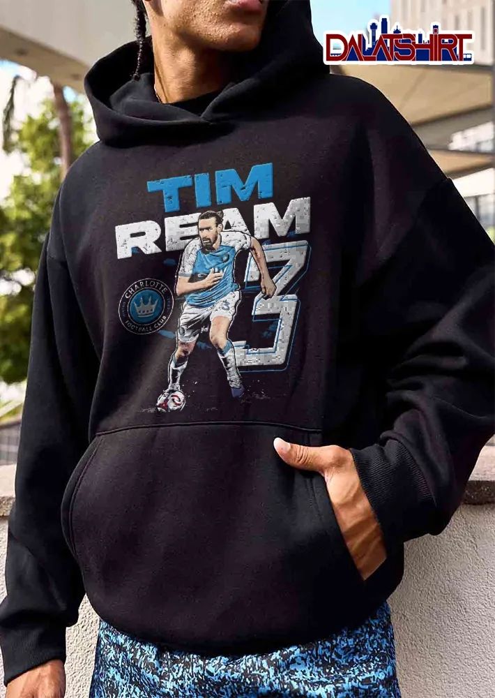 Charlotte Football Club Tim Ream 2022 Soccer Player Dribbling Ball Distressed Number 3 shirt