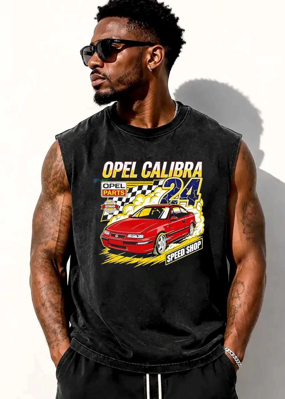 Opel Calibra Parts Race Bred German Engineering 24 Speed Shop Red Car Drifting Smoke Checkered Flag shirt