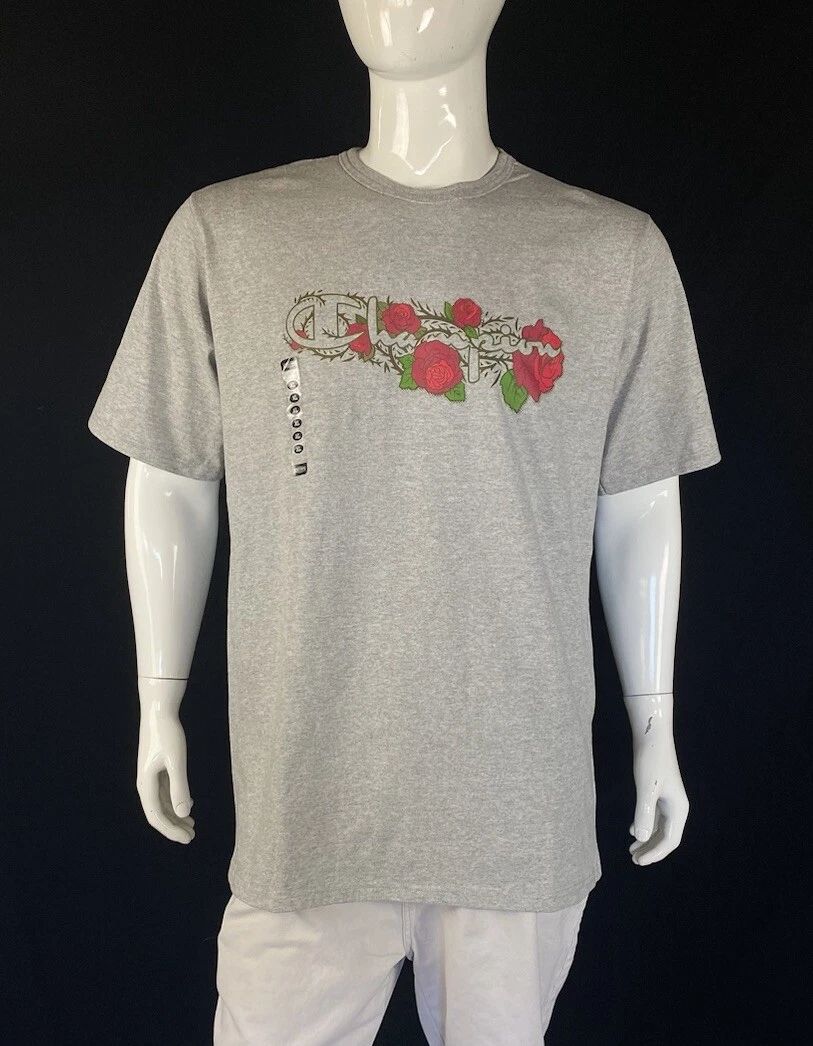 Champion NEW Gray with Red Roses Front Logo T Shirt, Men's Size XL