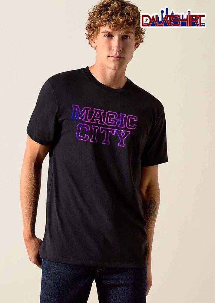 Magic City Neon Purple Pink Collegiate Varsity Block Typography shirt