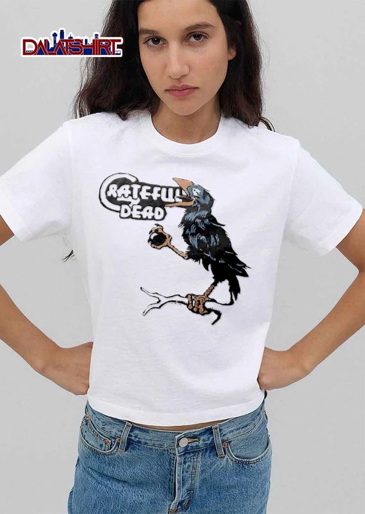 Grateful Dead Cartoon Crow Open Beak Perched Branch Holding Orb shirt
