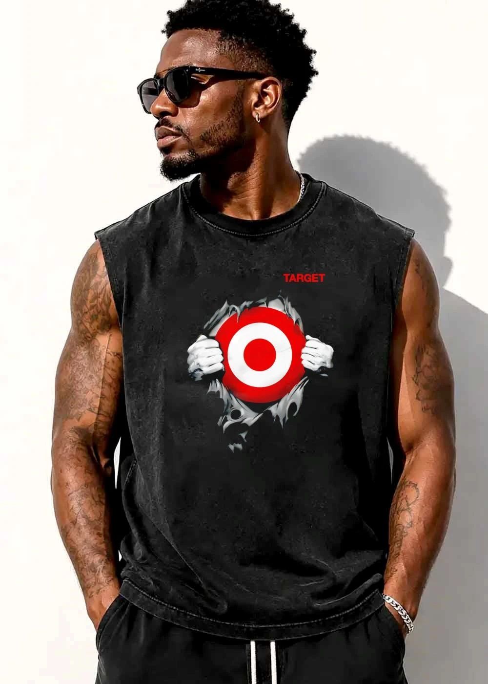 Target Hands Ripping Tattered Black Bullseye Symbol shirt