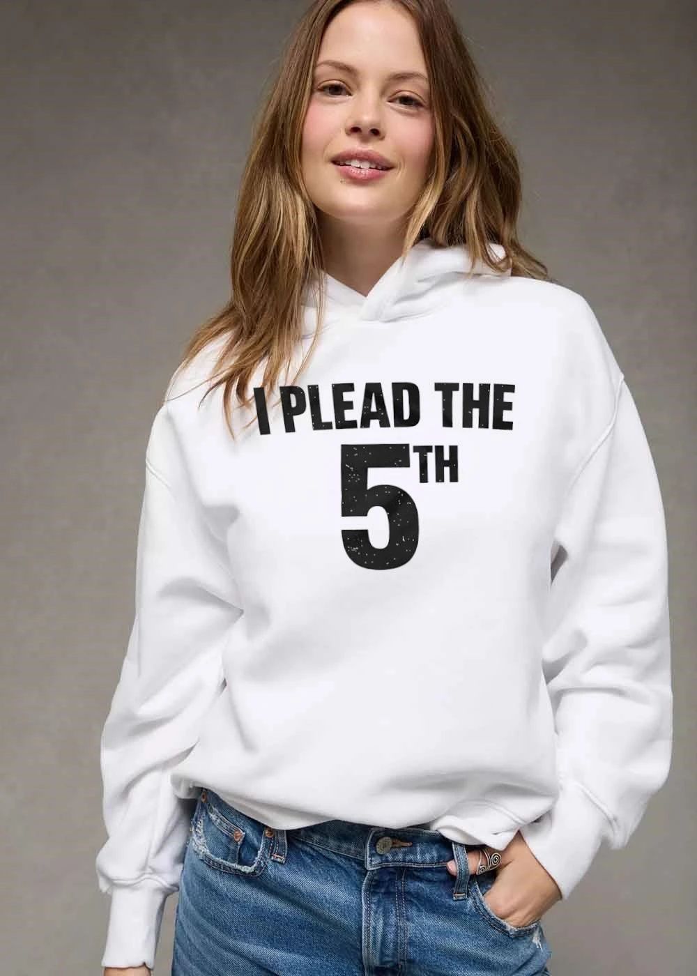 I Plead The 5th Distressed Texture Bold Black Lettering Print shirt