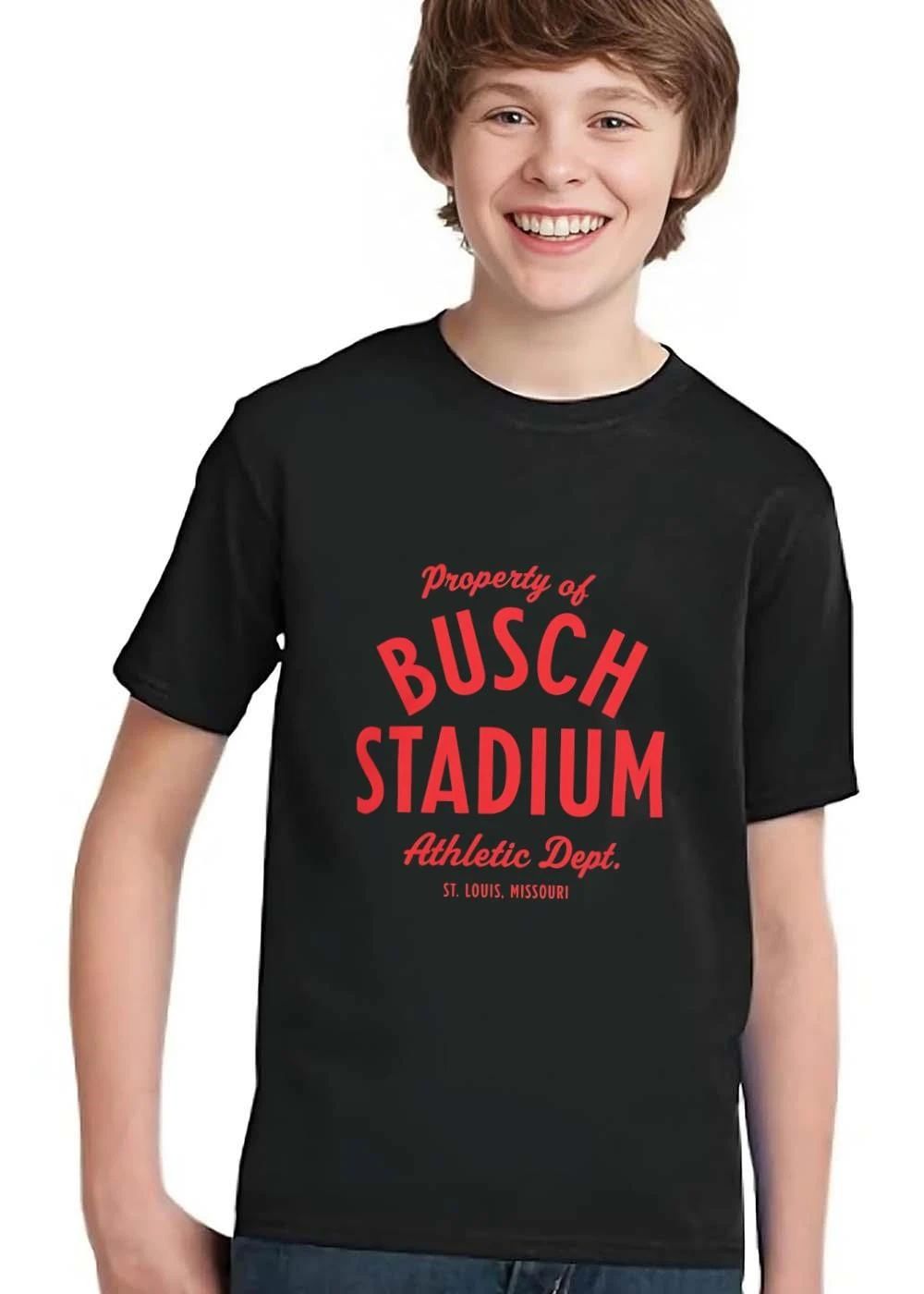 Property Of Busch Stadium Athletic Dept St Louis Missouri Red Curved Typography shirt