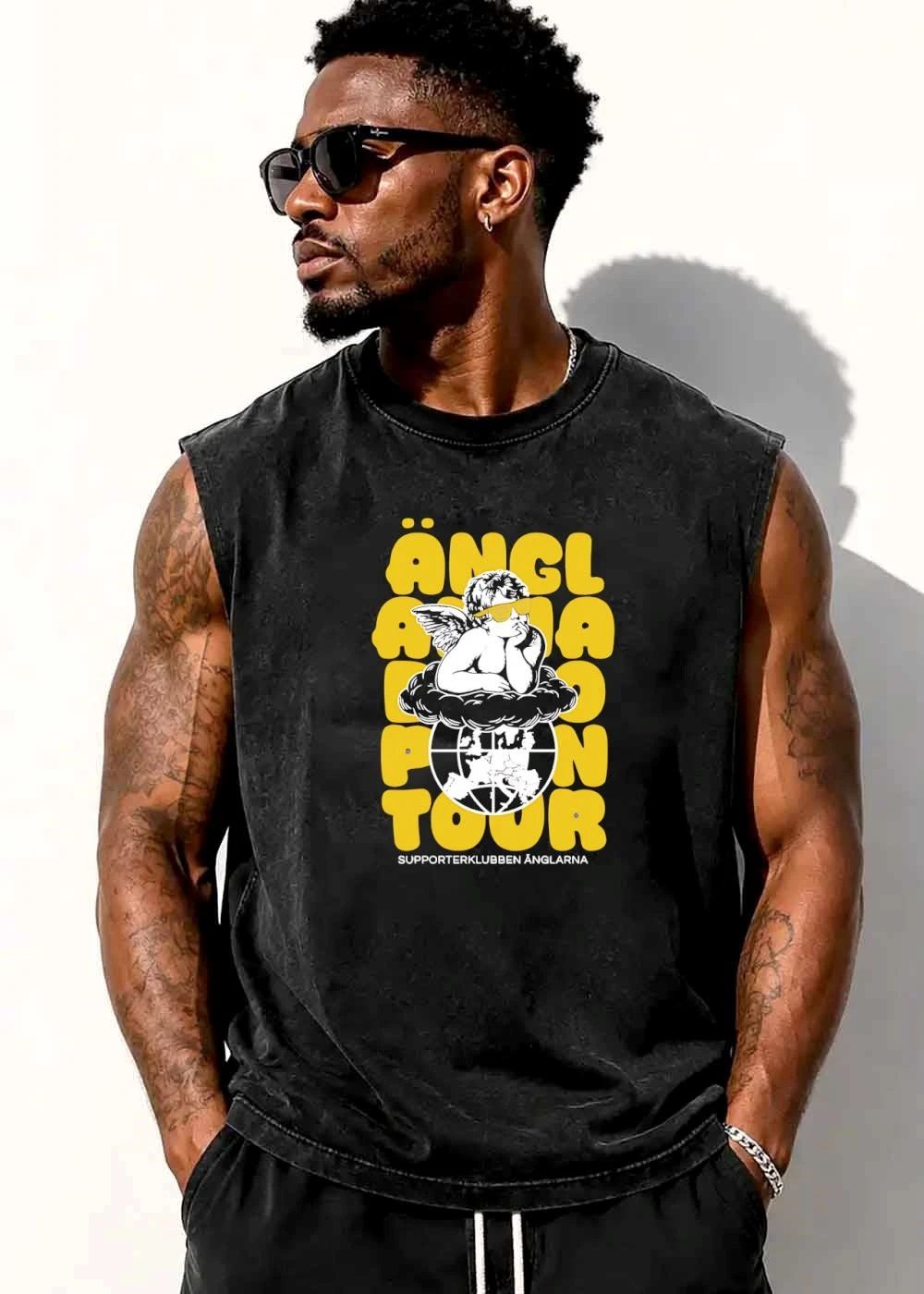 Supporterklubben Anglarna On Tour Cherub Sunglasses Globe Cloud shirt