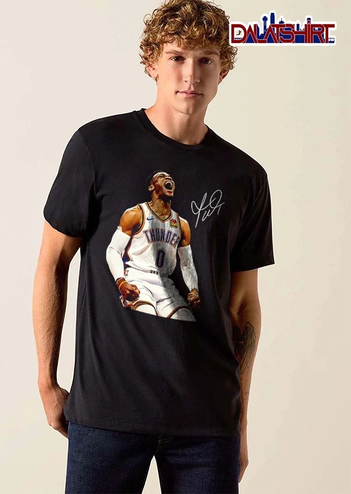 Thunder 0 Russell Westbrook Screaming Signature Shirt
