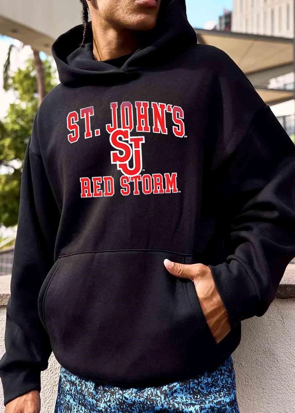 St Johns Red Storm NCAA Arch Lettering Interlocking Monogram Logo shirt