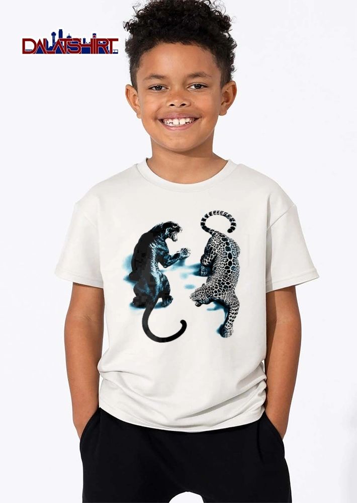 Black Panther And Spotted Leopard Roaring Snarling Facing Off shirt