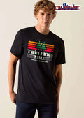 Twin Pines Mall Hill Valley California Retro Distressed Sunset Triangle Trees Clock Icon shirt