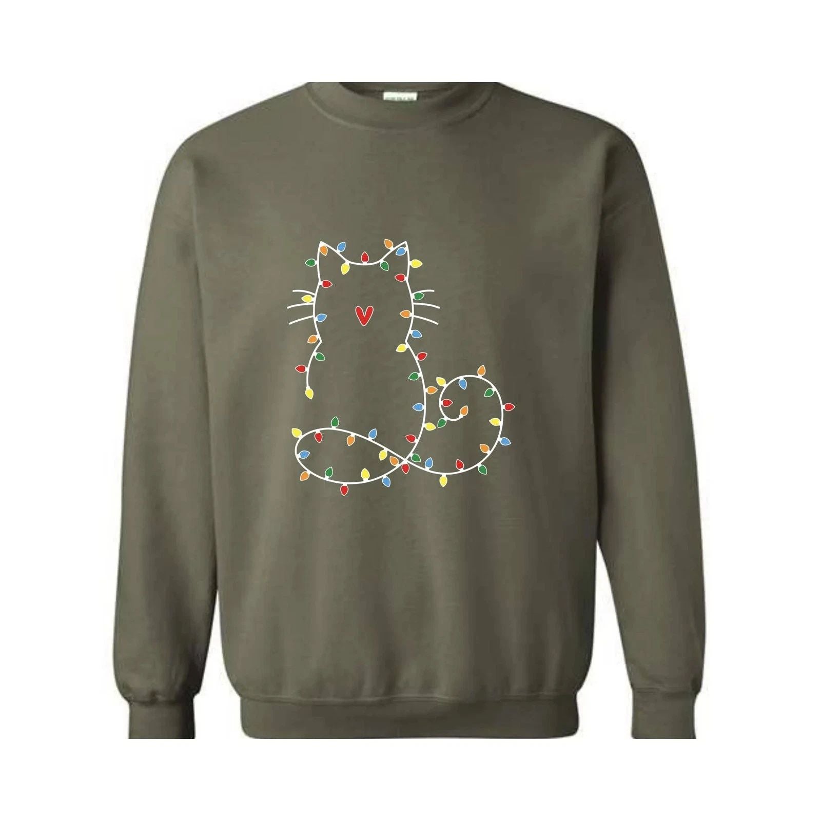 Cute Cat Christmas Lights Sweatshirt, Cat Lover Gift, Christmas Sweatshirt, Holi