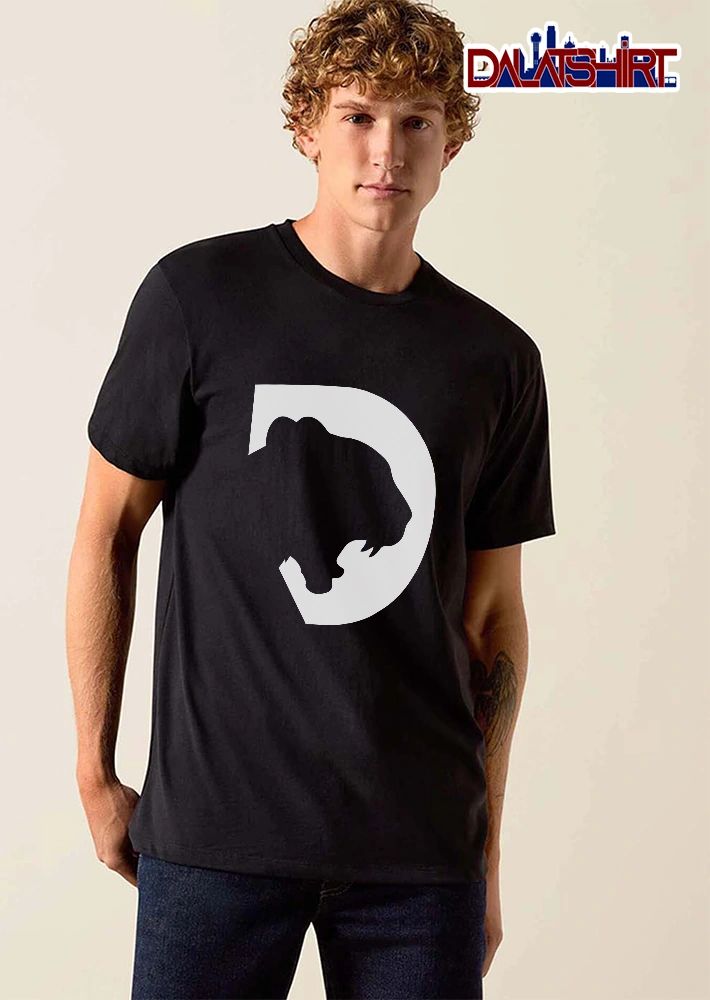 Letter D Capital Monogram Roaring Panther Head Silhouette shirt