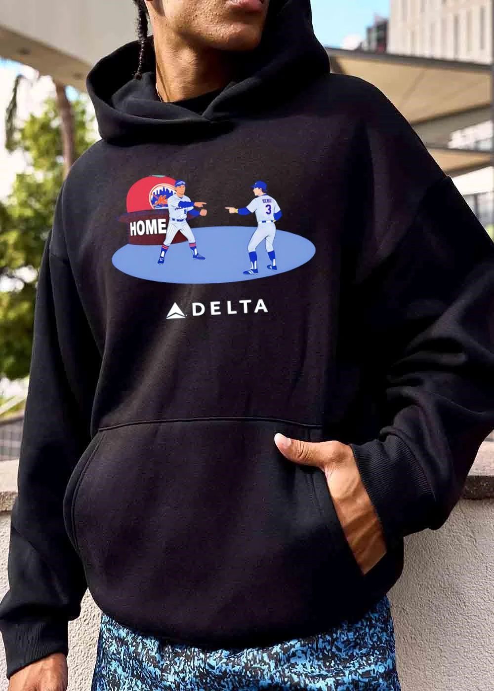 New York Mets MLB Delta Home Cartoon Baseball Players Pointing Meme shirt