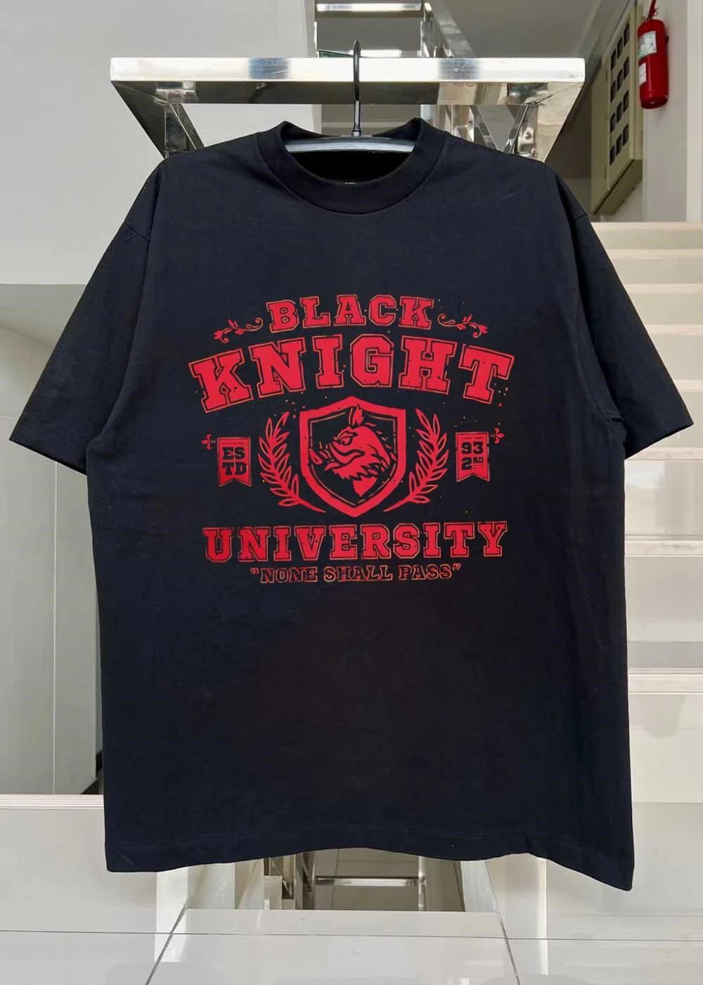 None Shall Pass Black Knight University ESTD 93 2ND Shield Hog shirt