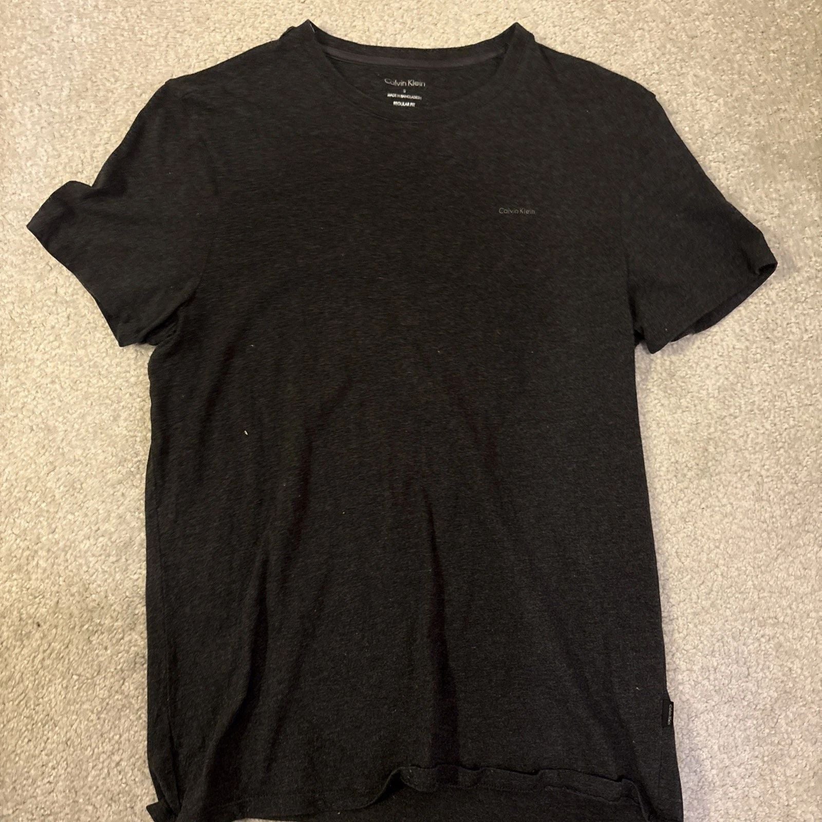 CALVIN KLEIN Men's Solid Black Crew Neck Pima Cotton Short Sleeve T Shirt Size S