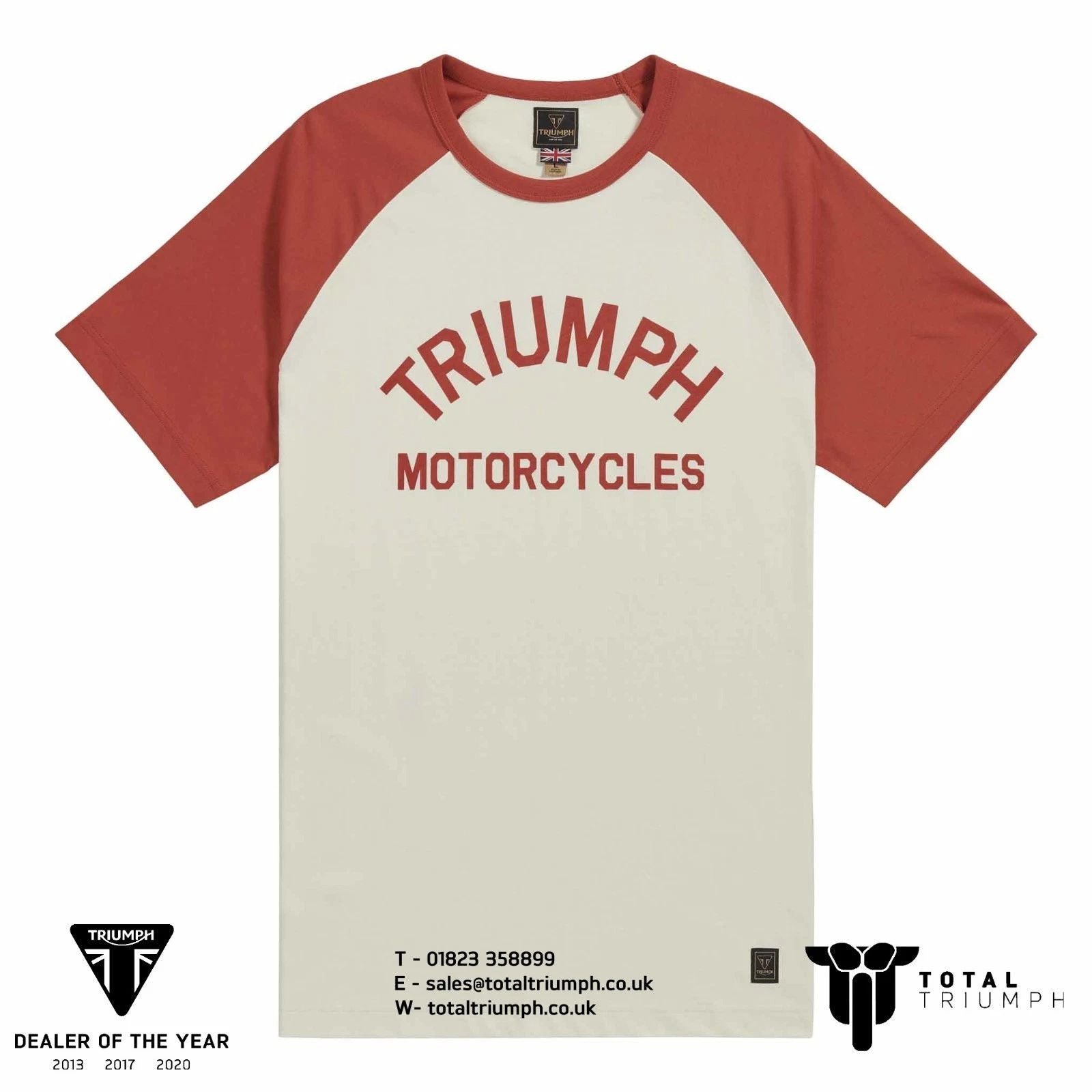 GENUINE Triumph Motorcycles Saltern Logo T-Shirt Rust/Bone New