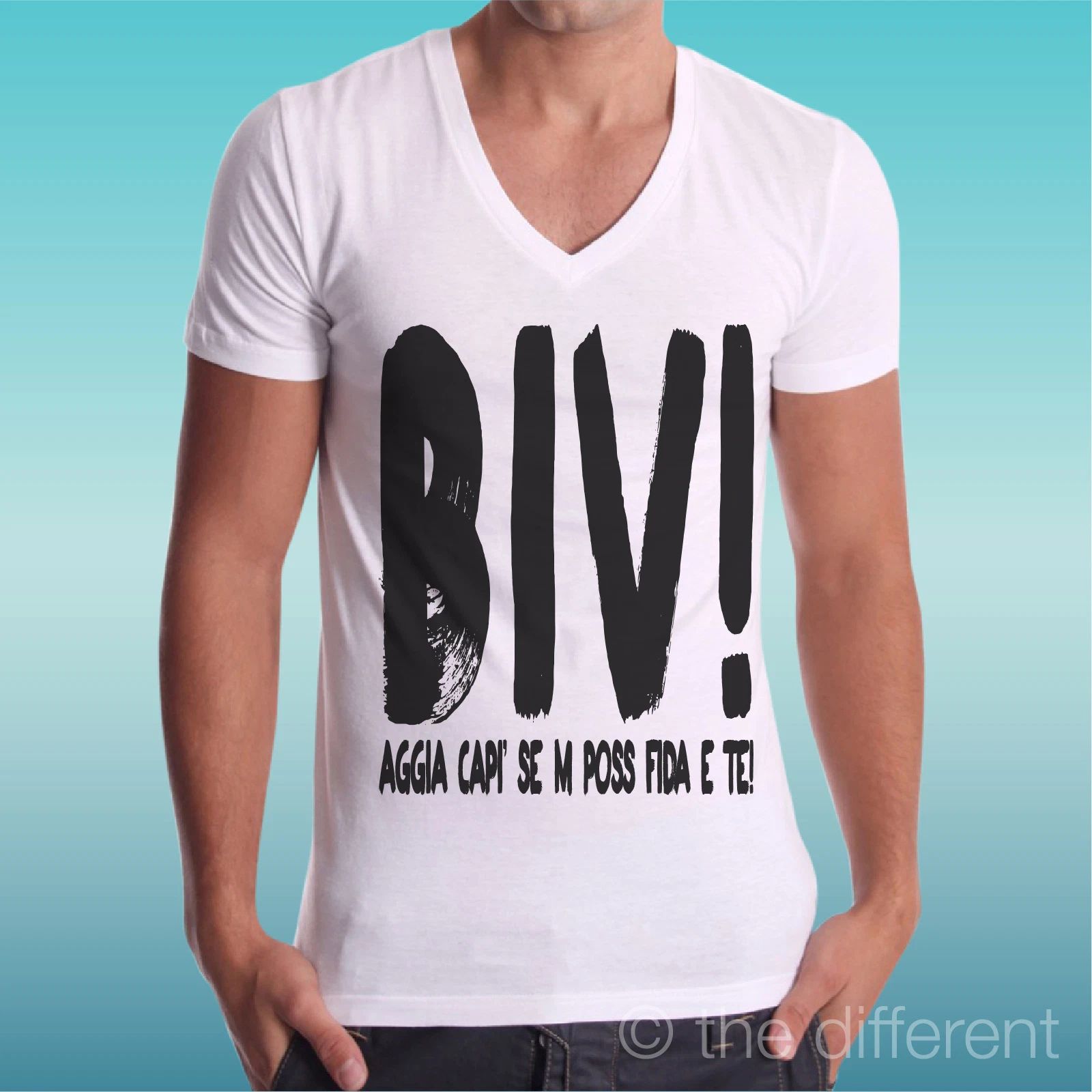 T-shirt Man V Neck Sentence Gomorra " Biv ! " Gift Idea Road To Happiness