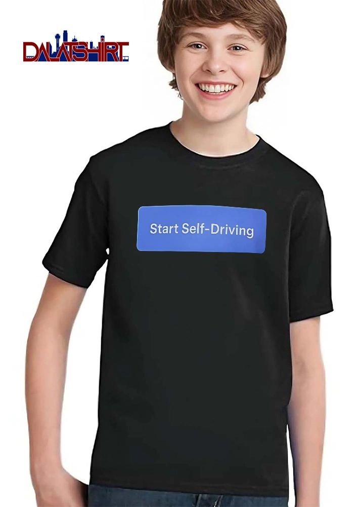 Start Self Driving Blue Rounded Rectangular Button Icon shirt