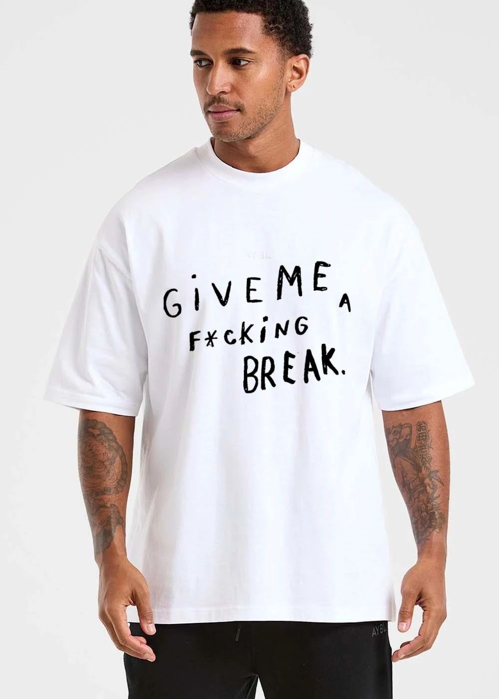 Give Me A Fucking Break Black Handwritten Text Line Art Sketch shirt