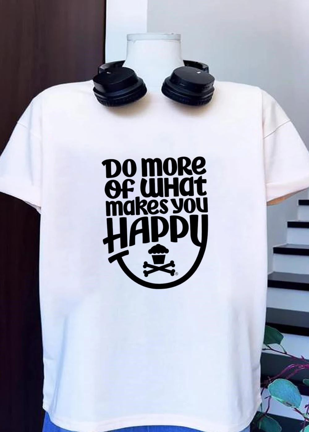 Do More of What Makes You Happy Cupcake Skull Crossbones T-Shirt