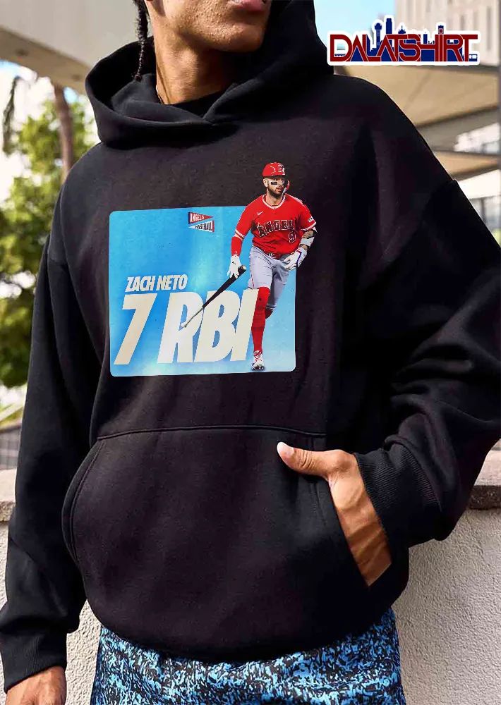 Los Angeles Angels MLB Zach Neto 7 Rbi Running Player Bat Light Blue Background shirt