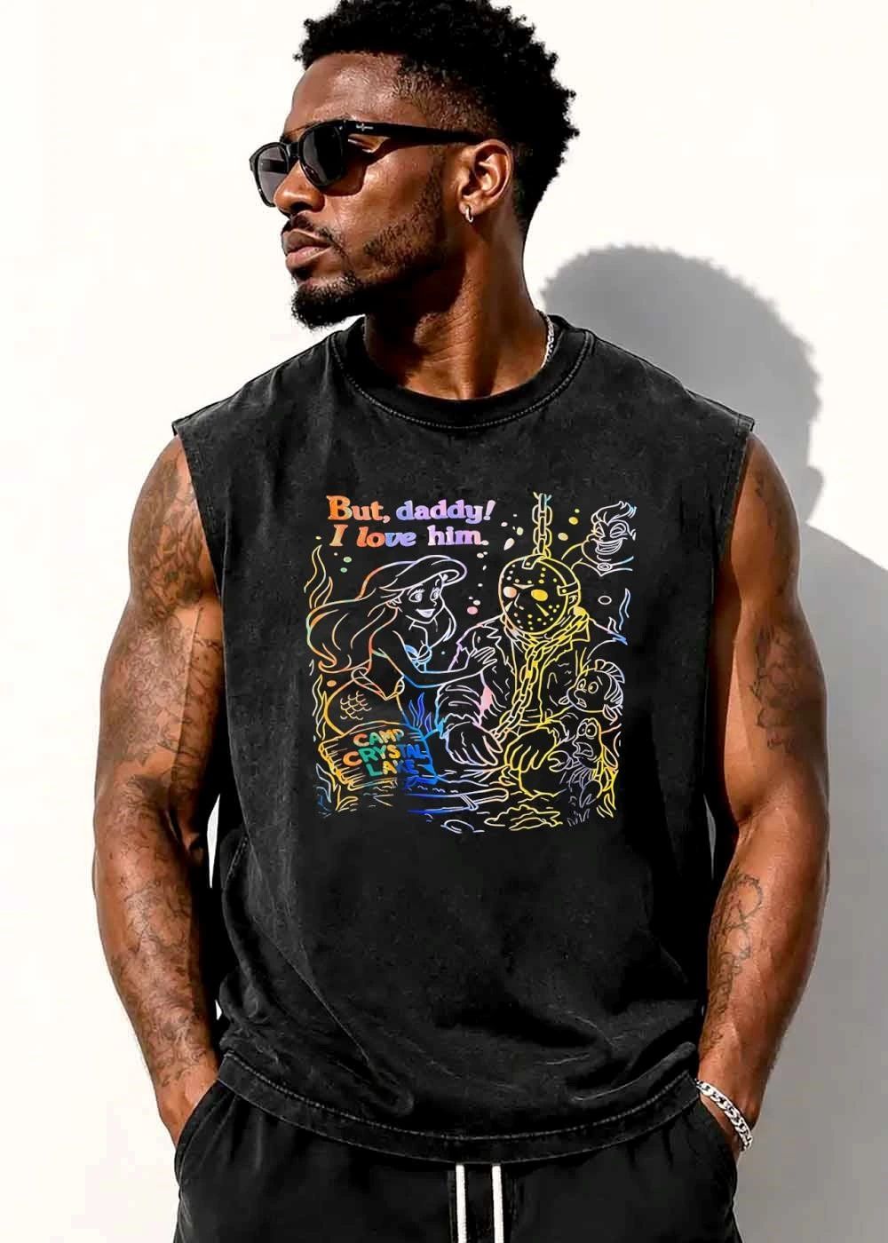 But Daddy I Love Him Camp Crystal Lake Ariel Mermaid Jason Voorhees Underwater Rainbow Line Art shirt