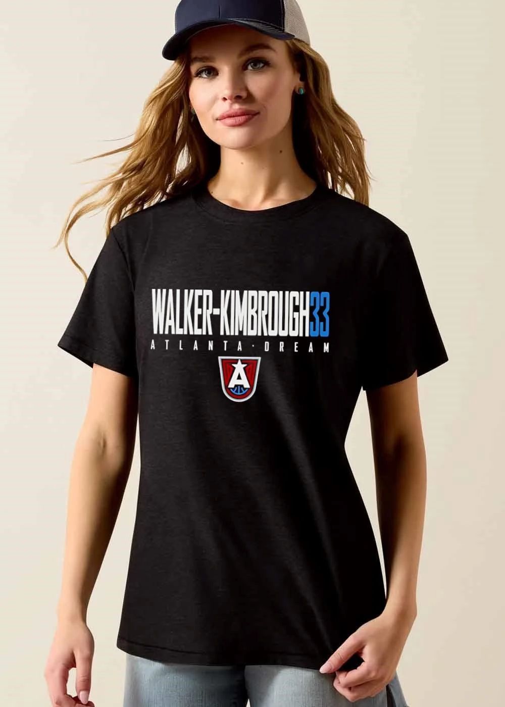 Atlanta Dream WNBA Walker Kimbrough 33 Shield Logo Condensed Typography shirt