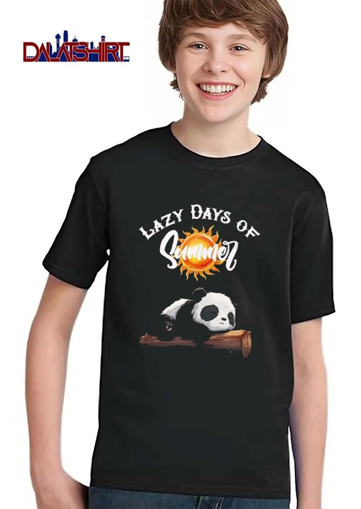Lazy Days Of Summer Cartoon Panda Sleeping Wooden Log Sun shirt