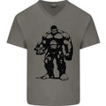 Muscle Man Gym Training Top Bodybuilding Mens V-Neck Cotton T-Shirt
