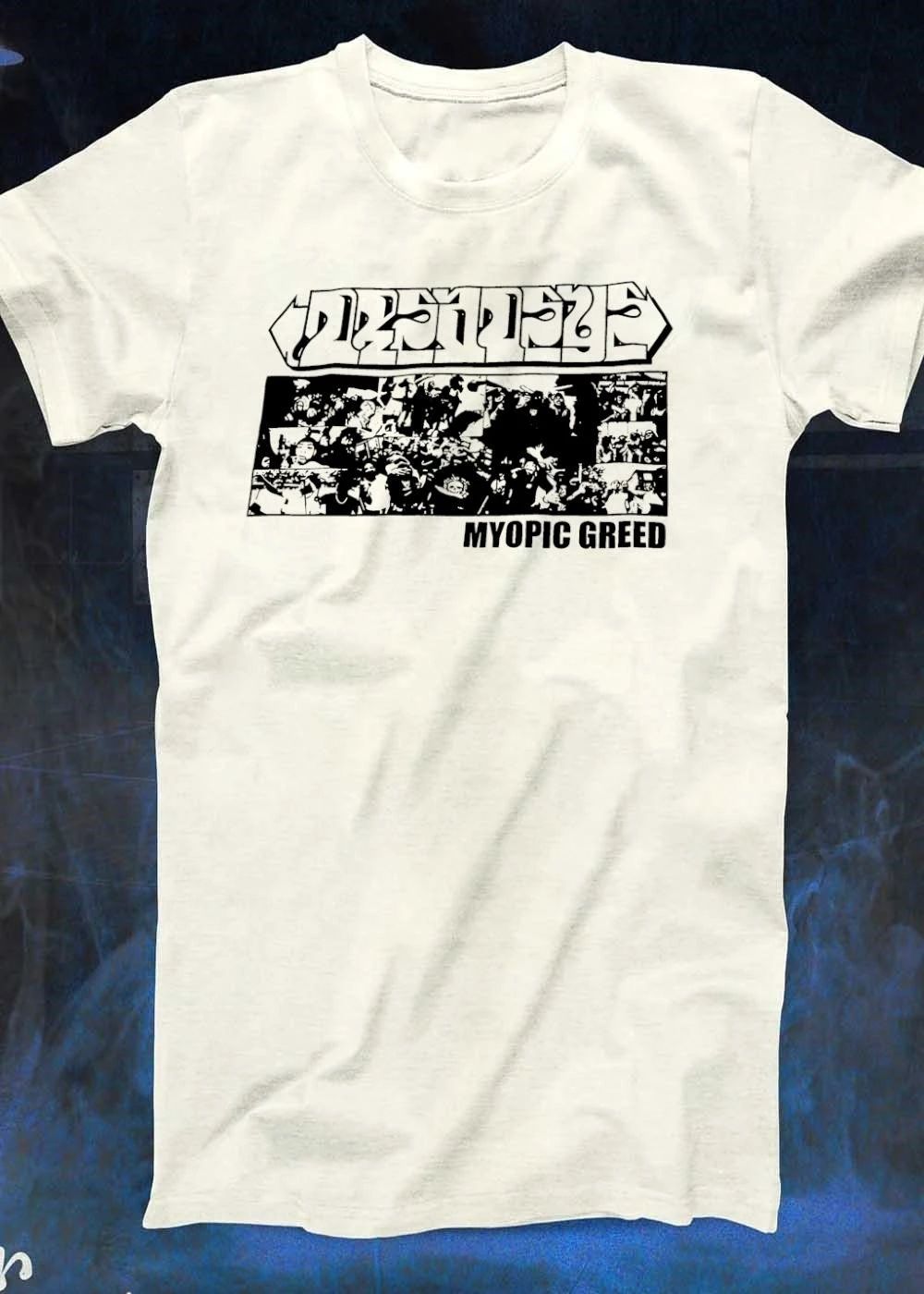 Myopic Greed Dmsseye Collage Black and White Graphic T-Shirt