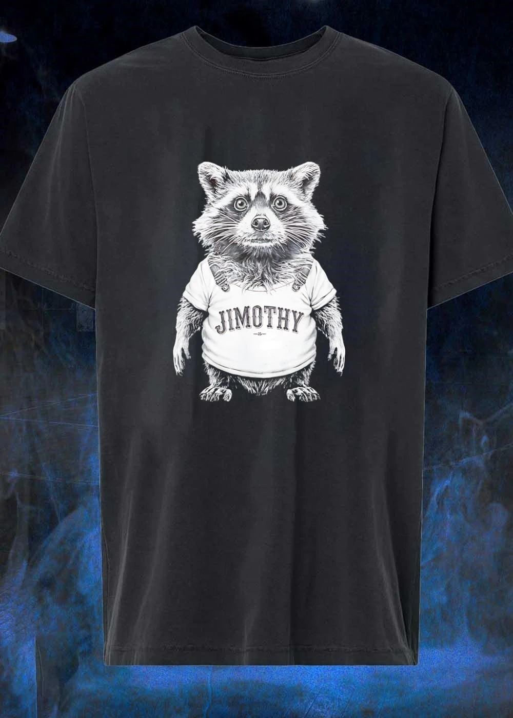 Raccoon Wearing Jimothy Overalls T-Shirt
