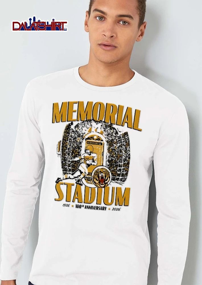 Missouri Tigers NCAA Memorial Stadium 100th Anniversary 1926 2026 Football Player Mascot Arch Vintage shirt