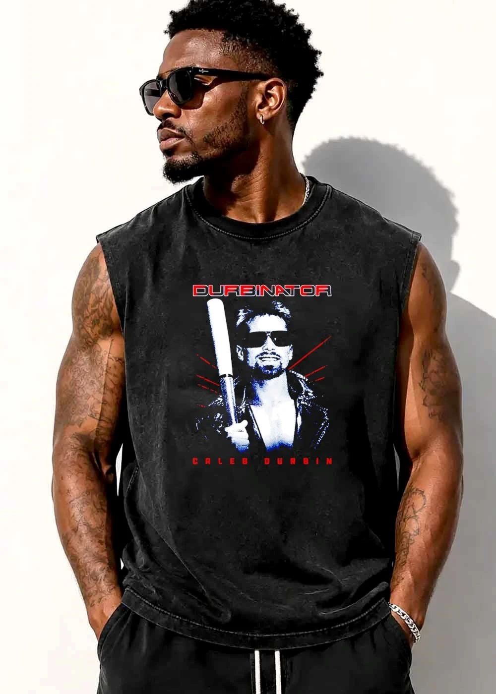 Durbinator Caleb Durbin Player Sunglasses Leather Jacket Baseball Bat Halftone shirt