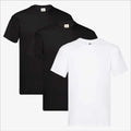 Fruit of the Loom Mens T-Shirt 3-Pack Bundle Plain Cotton Black Base Duo Set