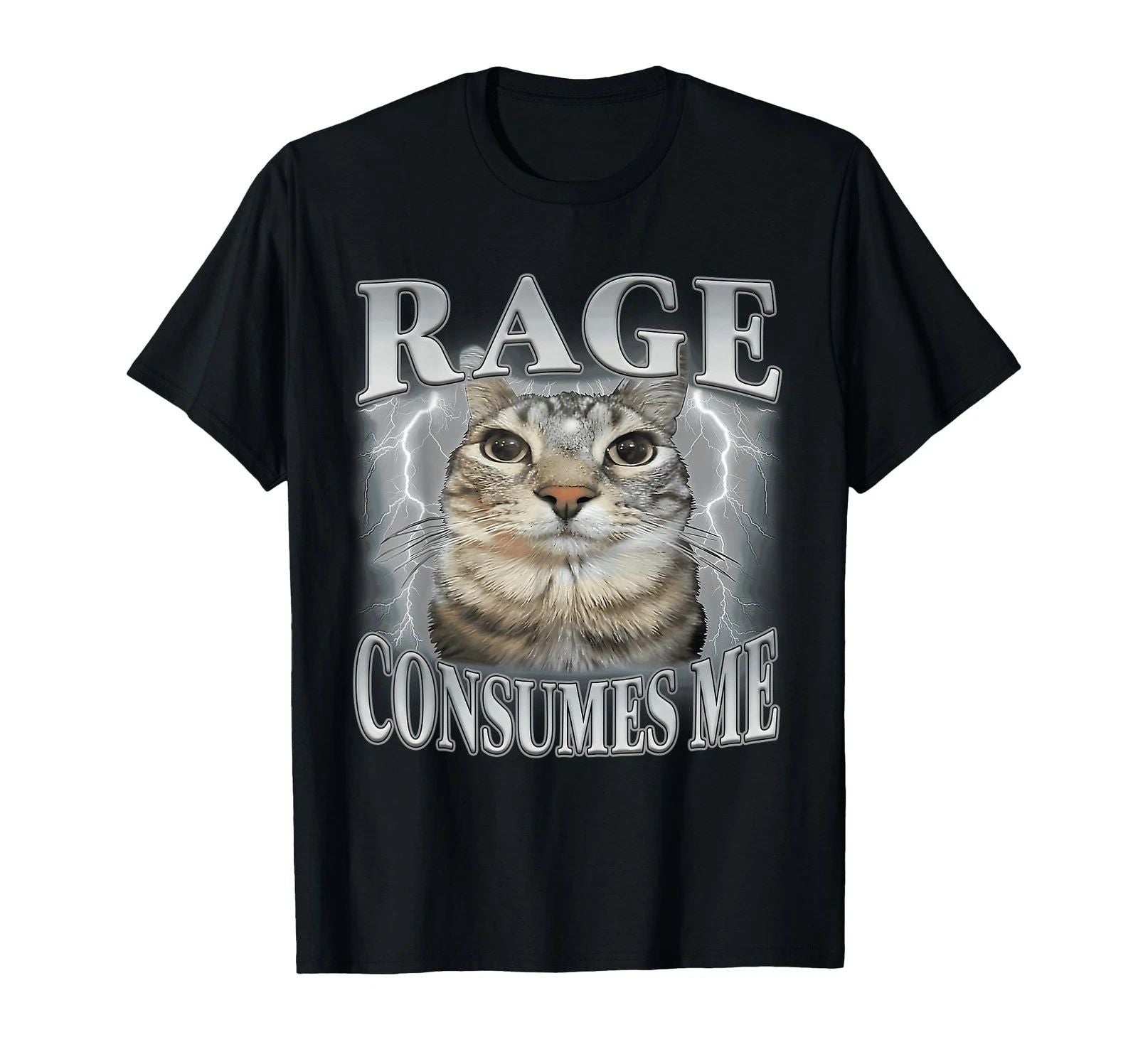 Rage Consumes Me Funny Silly Staring Cat Meme Women Men T-Shirt