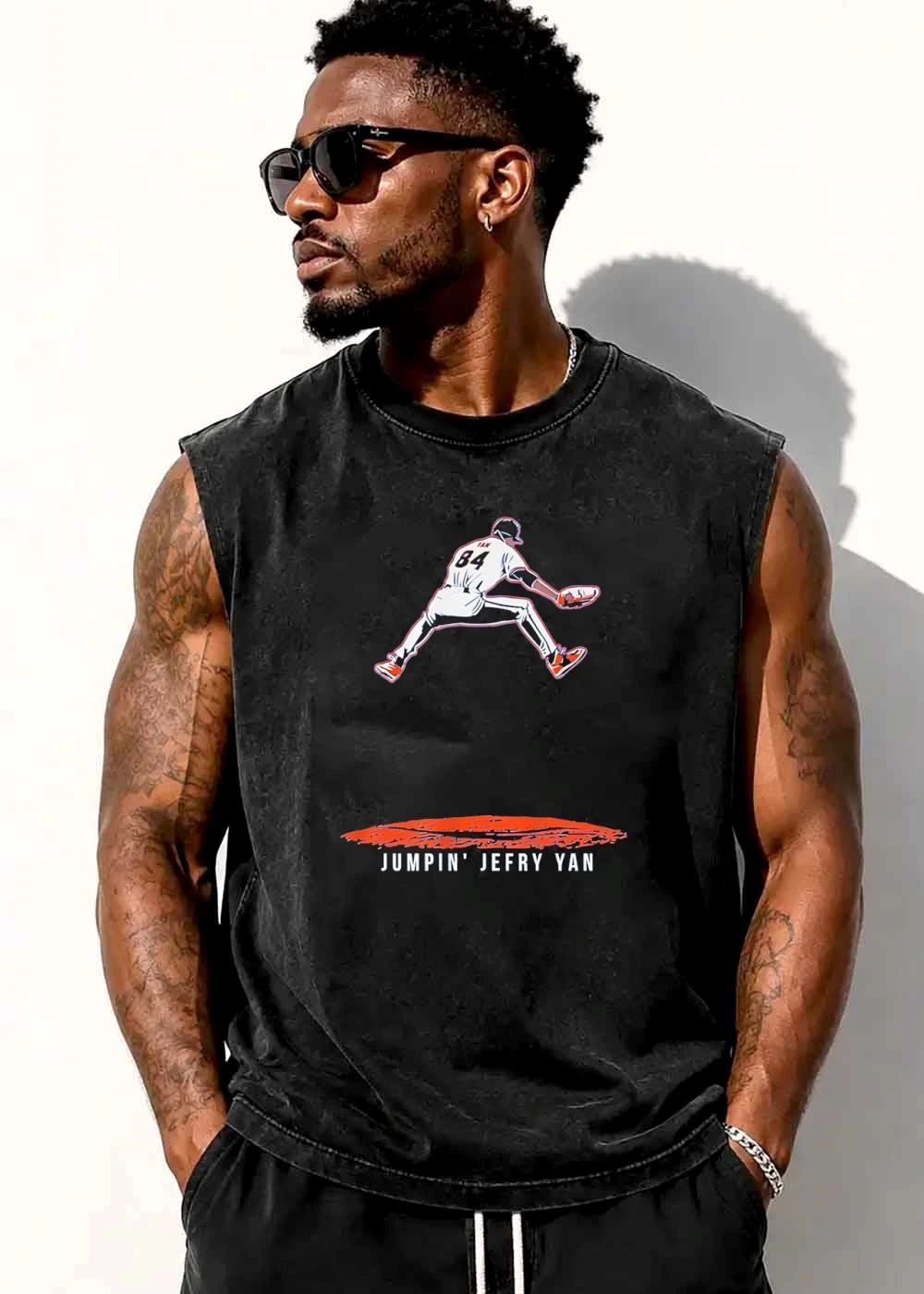 Jumpin Jefry Yan 84 Baseball Player Leaping High Above Pitchers Mound shirt